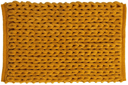 dikke kabels Badmat - okergeel - 50 x 75 cm - Badkamer kleedjes