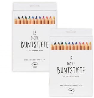 Dikke kleurpotloden - 2x - set van 12 stuks - hobby - knutselen - 17 cm