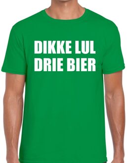 Dikke lul drie bier tekst t-shirt groen heren L