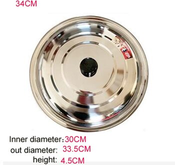 Dikke Roestvrijstalen Pan Deksel Deksels Olie Vet Filter Helper Grootte Wok Cap Universal Keuken Kookgerei Accessoires Pot Cover 34CM Thick