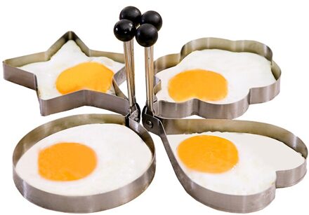 Dikke Rvs Gebakken Eieren Apparaat Set Creatieve Non Stick Gebakken Eieren Moulds 4 stks/set hartvormige Omelet Mold Sets