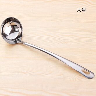 Dikke Rvs Lange Steel Ladel Keukengerei Koken Maken Soep Roeren Lepel Hangable Pot Lepel groot Size