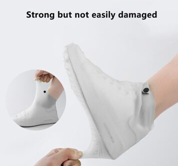 Dikker Herbruikbare Siliconen Schoen Cover Waterdichte Regen Schoenen Cover Rubber Elasticiteit Overschoenen Anti-Slip Boot Rain Boot Overschoenen wit-S