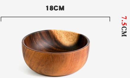 Dikker Houten Slakom Kom Pan Plaat Fruit Gerechten Schotel Thee Trays Dessert Diner Brood Hout Opslag Kom 18x7.5CM