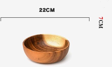 Dikker Houten Slakom Kom Pan Plaat Fruit Gerechten Schotel Thee Trays Dessert Diner Brood Hout Opslag Kom 22x7.5CM