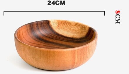 Dikker Houten Slakom Kom Pan Plaat Fruit Gerechten Schotel Thee Trays Dessert Diner Brood Hout Opslag Kom 24x8CM
