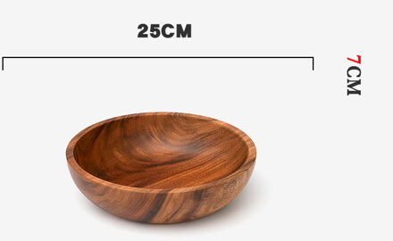 Dikker Houten Slakom Kom Pan Plaat Fruit Gerechten Schotel Thee Trays Dessert Diner Brood Hout Opslag Kom 25x7CM