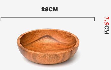 Dikker Houten Slakom Kom Pan Plaat Fruit Gerechten Schotel Thee Trays Dessert Diner Brood Hout Opslag Kom 28x7.5CM