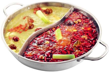 Dikker Mandarijn Eend Pot Duurzaam Rvs 28Cm Single-Layer Soep Fondue Pot Binaural Keuken Kookgerei