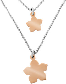 'Dilara' Dames 925 Sterling Zilveren Ketting - Zilver/Roos ZK-7184 Zilver en roségoud