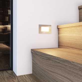 Dillon LED Inbouw wandlamp RVS - 3 Watt 340 Lumen - 3000K warm wit - IP54 - Wand Inbouwspot rechthoek - Tunverlichting - trapverlichting