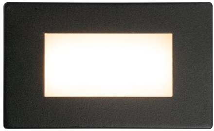 Dillon LED Inbouw wandlamp Zwart - Wand Inbouwspot rechthoek - 3 Watt 340 Lumen - 3000K warm wit - IP54