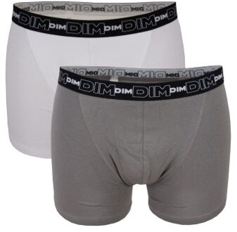 DIM 2 stuks Mens Underwear Coton S Boxer GW * Actie * Versch.kleure/Patroon,Wit,Grijs - Small