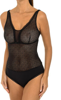 DIM Daily Glam Trendy kanten bodysuit met bandjes D07M7 vrouw - maat Zwart