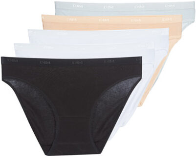 DIM Ecodim pockets Katoen Dames Slips- 5-Pack-Zwart/beige/Wit/Grijs/Wit- Maat S