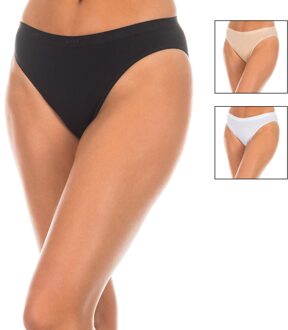 DIM Pack-3 Les Pockets slip elastische stof D4H00 vrouw - maat S Veelkleurig