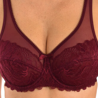 DIM Royale 008H4 damesbeugelbeha met microtule detail Donkerrood - EU 90B /UK 40B