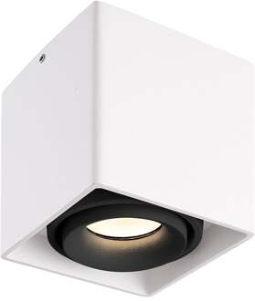 Dimbare LED opbouw plafondspot Esto Wit met zwarte afdekring IP20 kantelbaar excl. GU10 lichtbron