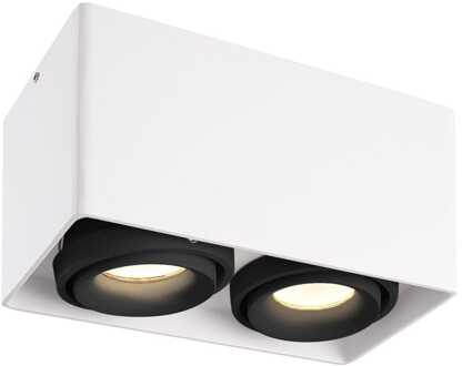 Dimbare LED opbouw plafondspot Esto Wit/Zwart 2 lichts kantelbaar 5W 2700K