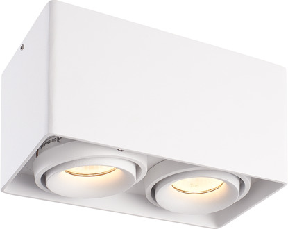 Dimbare LED Opbouwspot plafond Esto Wit 2 lichts kantelbaar incl. 2x GU10 spot 5W 4000K