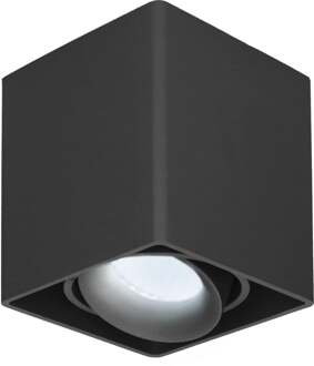 Dimbare LED Opbouwspot plafond Esto Zwart incl. GU10 spot 5W 6000K IP20 kantelbaar
