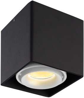 Dimbare LED Opbouwspot plafond Esto Zwart met witte afdekring IP20 kantelbaar excl. GU10 lichtbron
