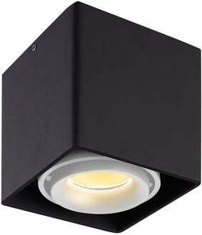 Dimbare LED Opbouwspot plafond Esto Zwart met witte afdekring IP20 kantelbaar excl. GU10 lichtbron