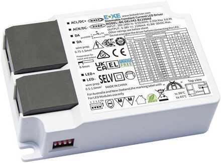 Dimbare LED Paneel transformator - 42W - DALI driver - DC connector - LED trafo - IP20 voor binnen Wit