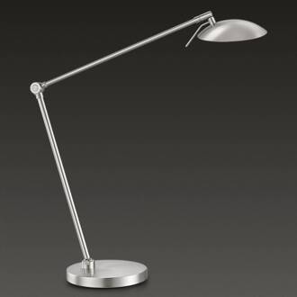 Dimbare LED tafellamp Beatrice, mat nikkel alu / grijs / zink