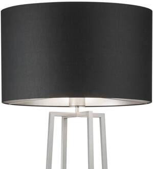 Dimbare vloerlamp Hermes met edele sits-kap mat nikkel, zwart, zilver