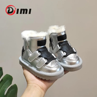 DIMI 2020 Winter Children Shoes Mirror Microfiber Leather Kids Baby Boots Waterproof Non-slip Warm Wool Snow Boots for Boy Girl
