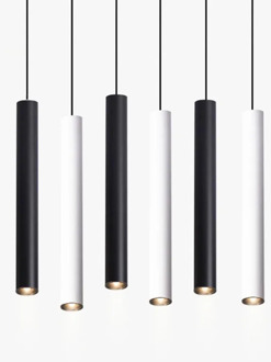Dimmable Cylinder LED Pendant Lights Long Tube Lamps Kitchen Dining Room Shop Bar Decoration Cord Pendant Lamp Background Lights