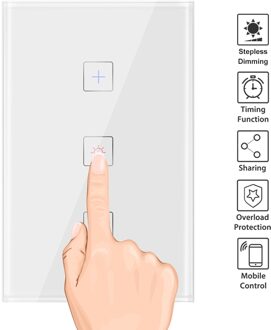 Dimmer 220v Muur Smart WiFi Touch Dimmer Schakelaar 1 Gang 400W Draadloze Lichtschakelaar Werken Met Alexa En google Assistent US type
