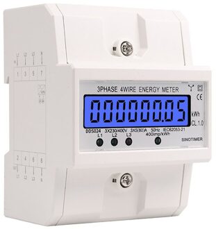 Din Rail 3 Fase 4 Draad Elektronische Watt Stroomverbruik Energy Meter Wattmeter Kwh 5-80A 380V Ac 50Hz lcd Backlight Display