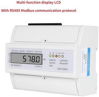 Din Rail Mount Ac 380V 5-100A Drie Fase 2 Draad Digitale Power Meter Elektriciteit Kosten Meten Meter DDS578MR