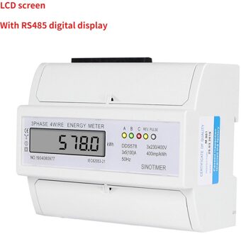 Din Rail Mount Ac 380V 5-100A Drie Fase 2 Draad Digitale Power Meter Elektriciteit Kosten Meten Meter DDS578R