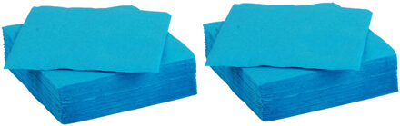 Diner/feest servetten - 60x - blauw - 38 x 38 cm - papier - 3-laags