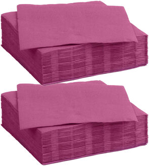 Diner/feest servetten - 60x - fuchsia roze - 38 x 38 cm - papier - 3-laags