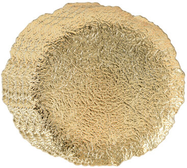 Diner/kerstdiner onderborden - 12x st - goud relief - kunststof - D33 cm - rond