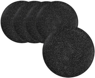 Diner/kerstdiner onderborden - 12x st - zwart gehamerd - kunststof - D33 cm - rond