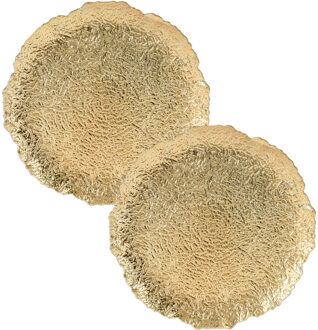 Diner/kerstdiner onderborden - 2x st - goud relief - kunststof - D33 cm - rond