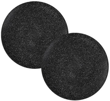 Diner/kerstdiner onderborden - 2x st - zwart gehamerd - kunststof - D33 cm - rond