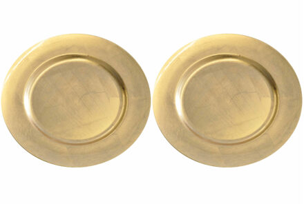 Diner onderborden - 12x - goud - kunststof - 33 cm - rond - dineren