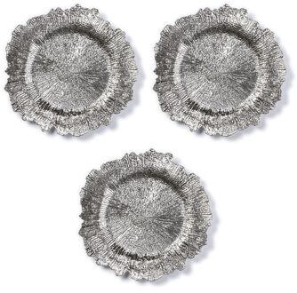 Diner onderborden - 3x - zilver - kunststof - 33 cm - dineren