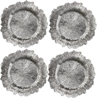 Diner onderborden - 4x - zilver - kunststof - 33 cm - dineren