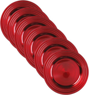 Diner onderborden - 6x - rood - structuur - kunststof - 33 cm - rond - dineren
