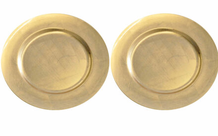 Diner onderborden - 8x - goud - kunststof - 33 cm - rond - dineren