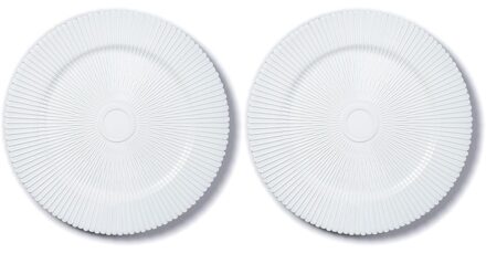 Diner onderborden - 8x - wit - structuur - kunststof - 33 cm - rond - dineren