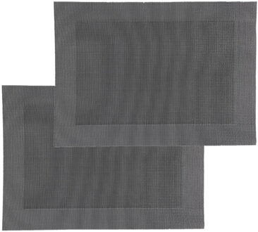 diner placemat Texaline - Set van 6x stuks - zwart - 50 x 35 cm - Onderleggers