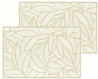 Diner tafel placemats Jungle print - Set van 12x stuks - goud - PVC - 45 x 30 cm